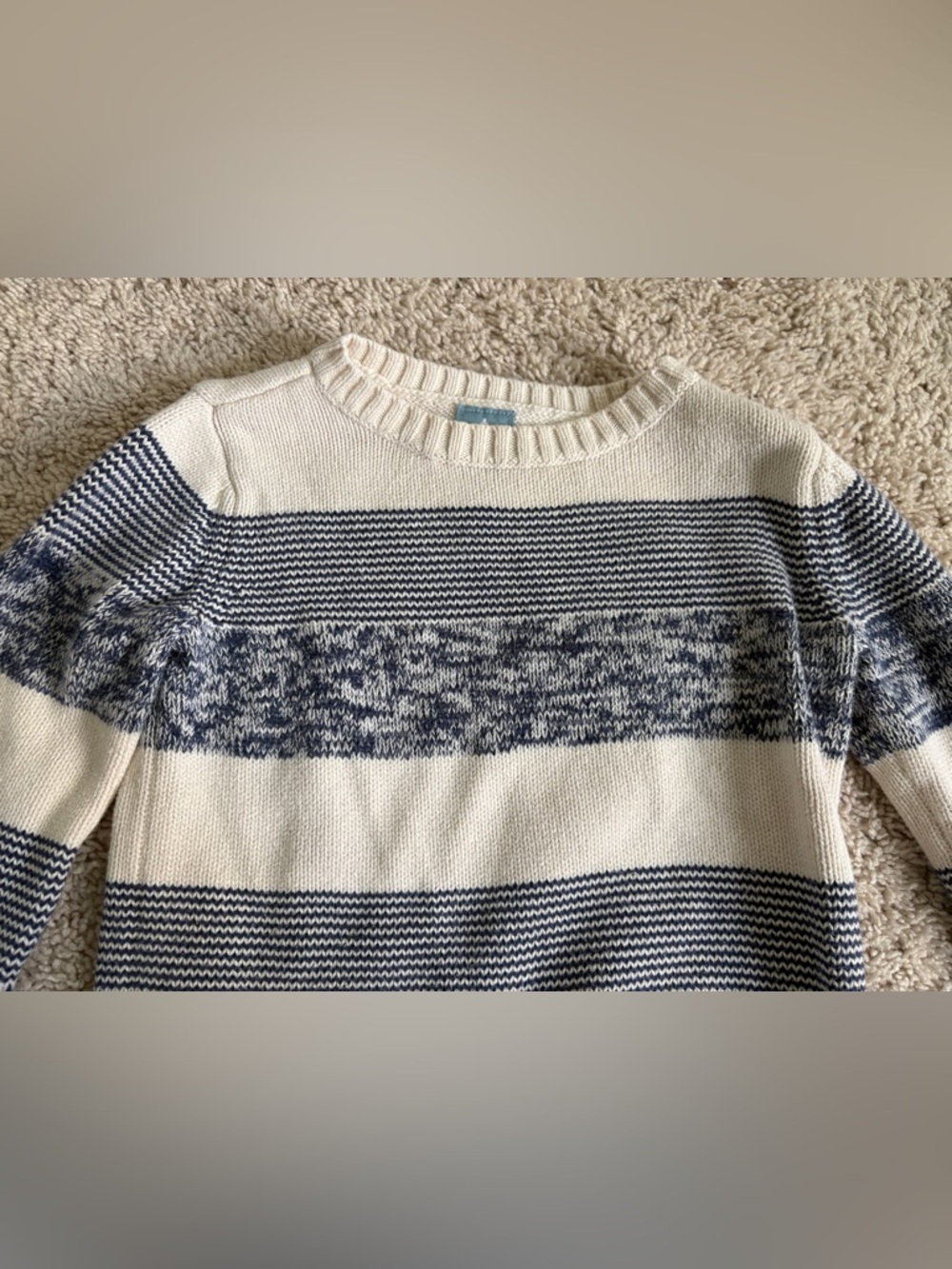 Baby GAP 2T Cream and Navy Striped Crew Neck Sweater 100% Cotton - Picture 5 of 10
